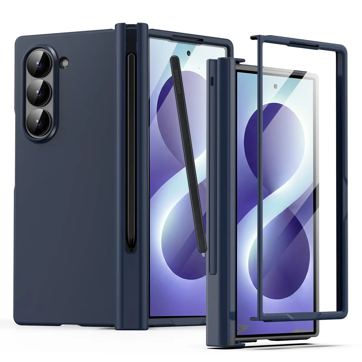 SZYG SZYG Case Samsung Galaxy Z Fold 8 Ultra 8.0" 2026 Dark Blue with Glass Screen Protector — product photo