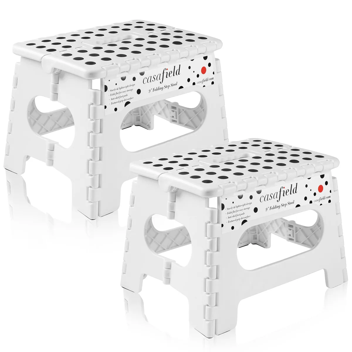 Casafield Casafield 9" Folding Step Stool with Handle (Set of 2), White — product photo