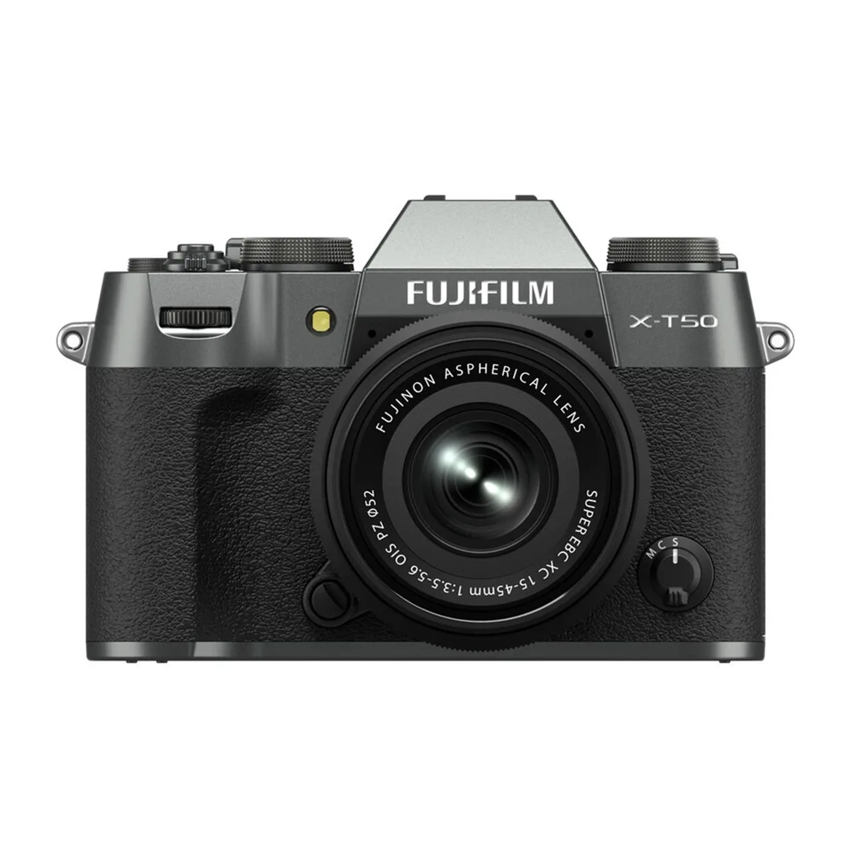 FUJIFILM FUJIFILM X-T50 Graphite Silver with XC 15-45mm f/3.5-5.6 OIS PZ compact mirrorless camera — product photo