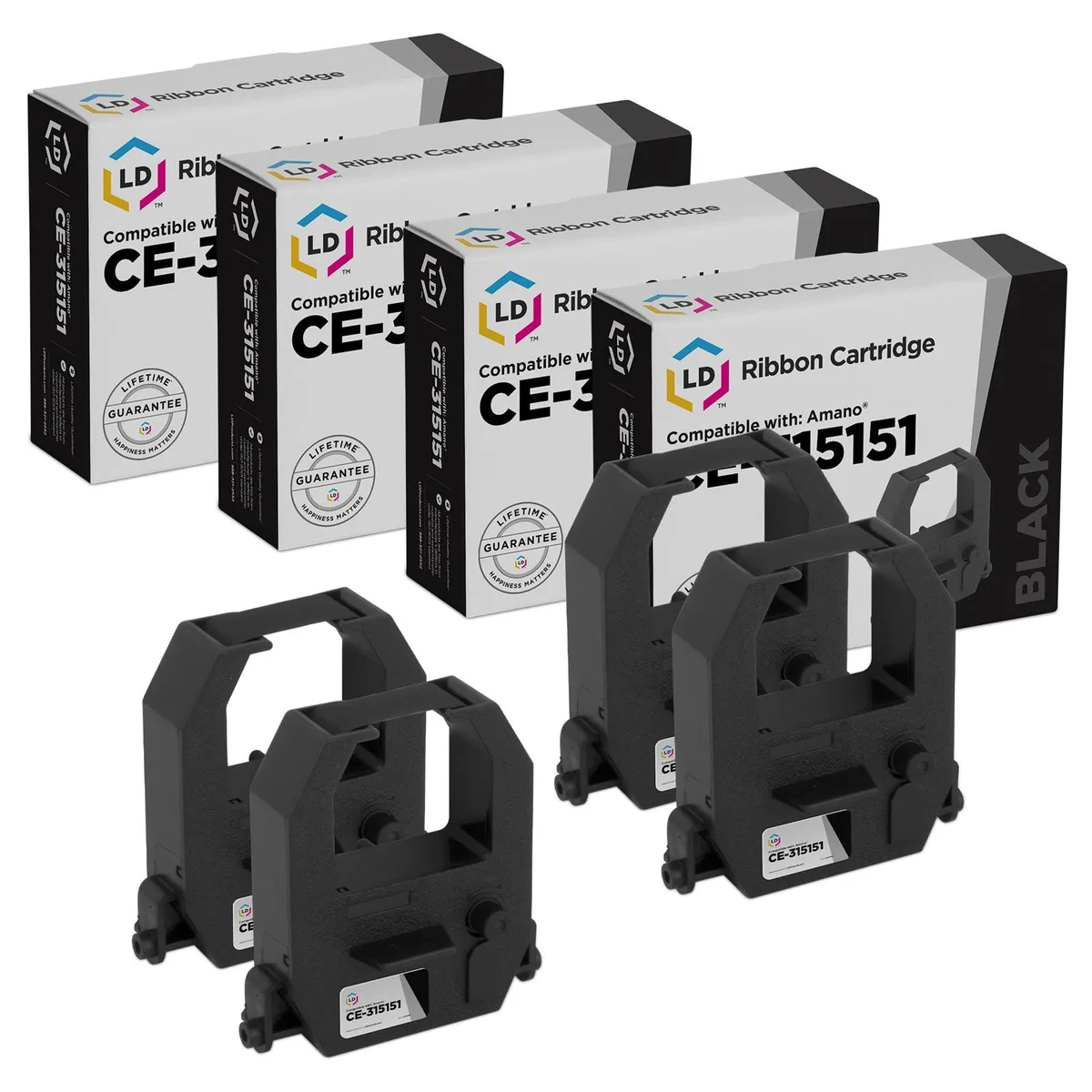 LD Products LD Products Compatible Ribbon Cartridge for Amano CE-315151 Black 4-Pack — product photo