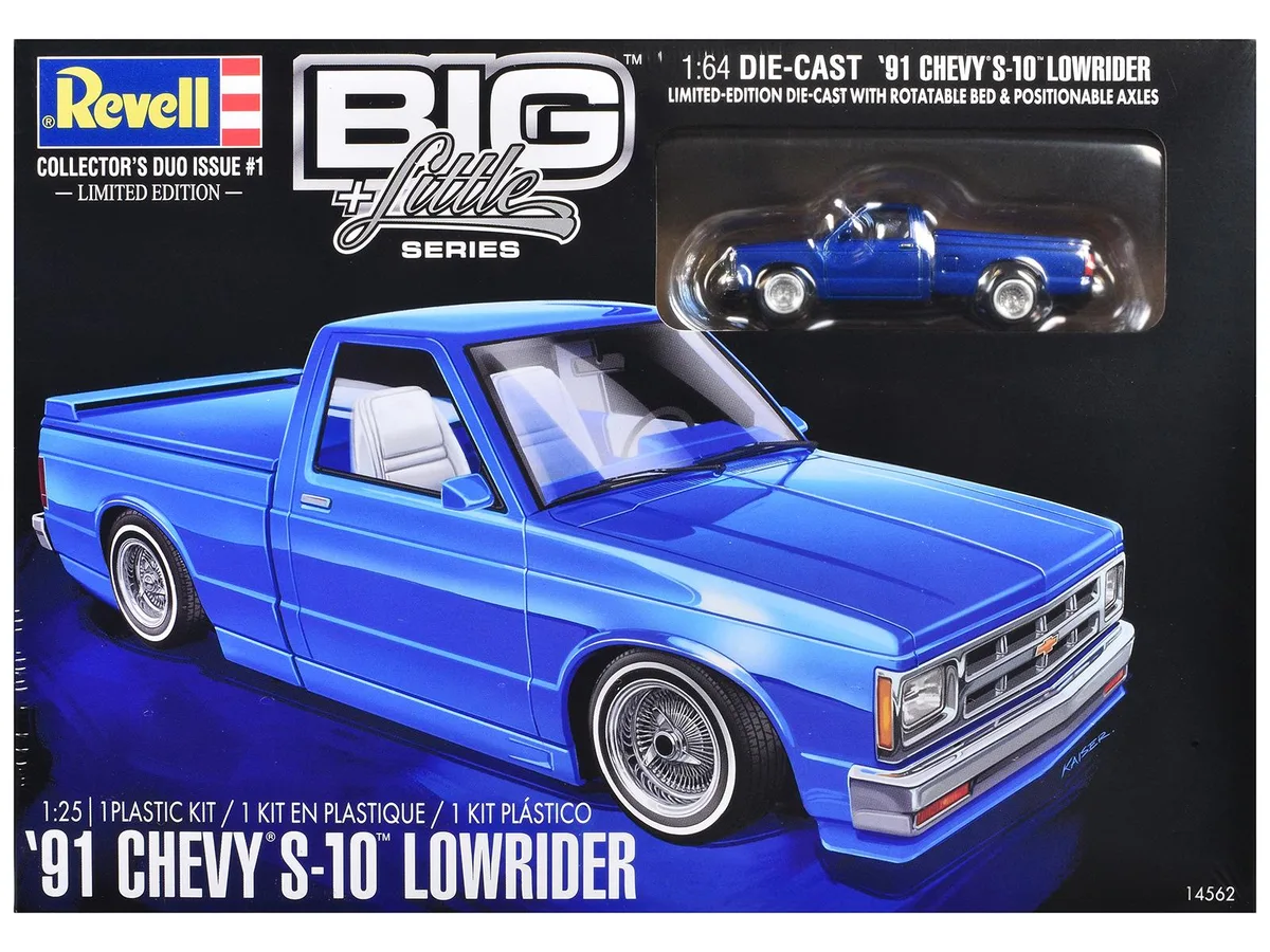 Revell Revell 1991 Chevrolet S-10 Lowrider Pickup Truck 1/25 Scale Model Kit with 1/64 Diecast — product photo