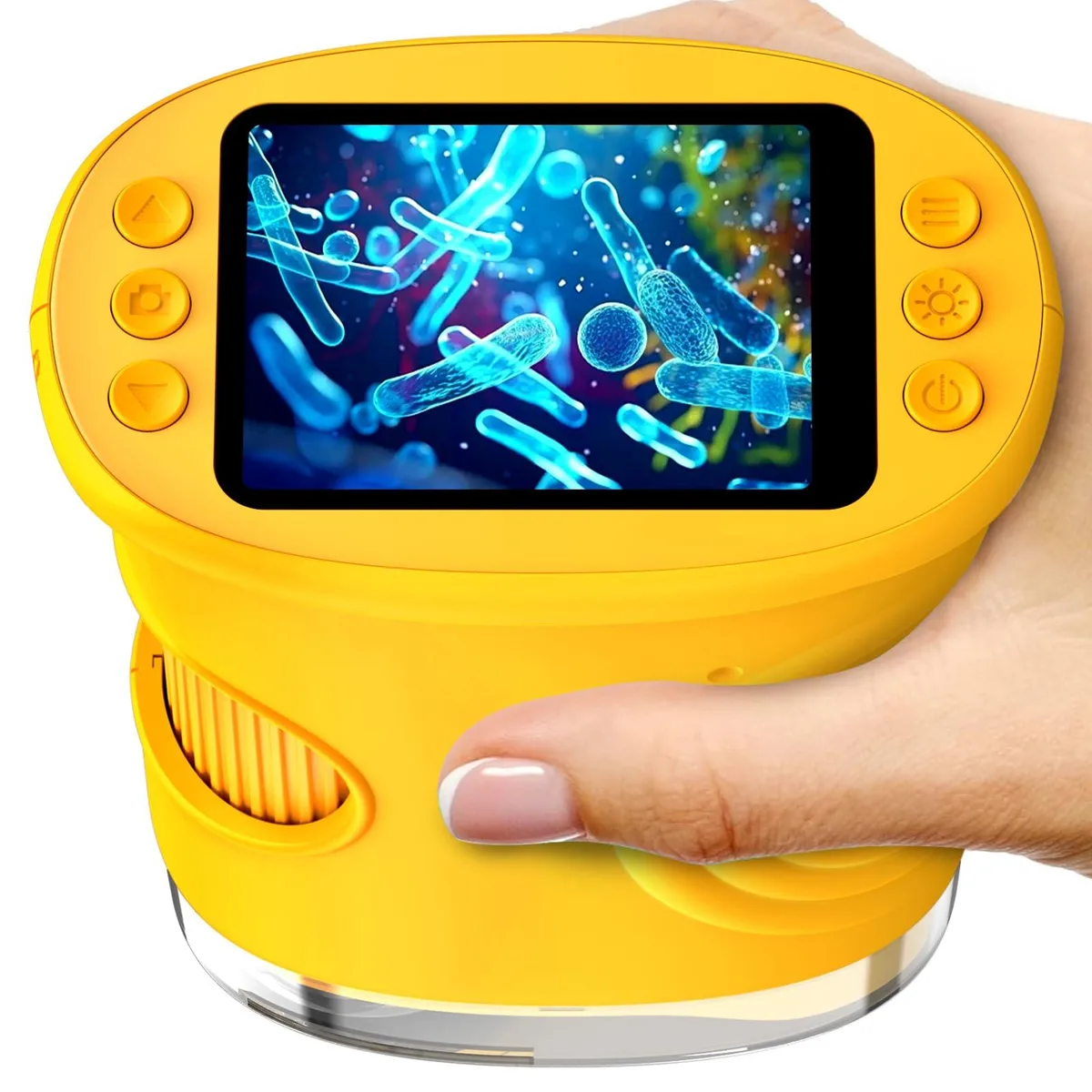 Twelve orange handheld digital microscopes with 2.0 inch IPS screens