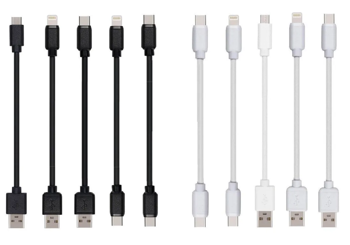 MCHOSE MCHOSE 10-Pack Mixed Short Cables Lightning USB-C Micro PD Black — product photo