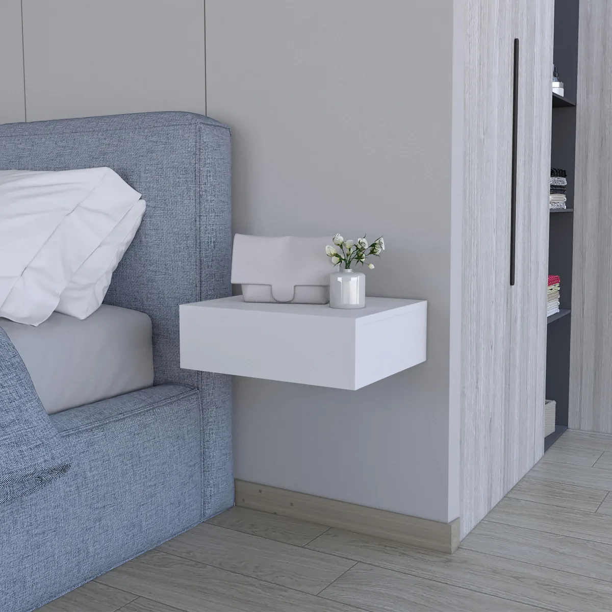 tuphen tuphen Vienna Floating Nightstand Bedroom Set White 15.7W 13.4D 12.3W 23.4H 11.1D — product photo