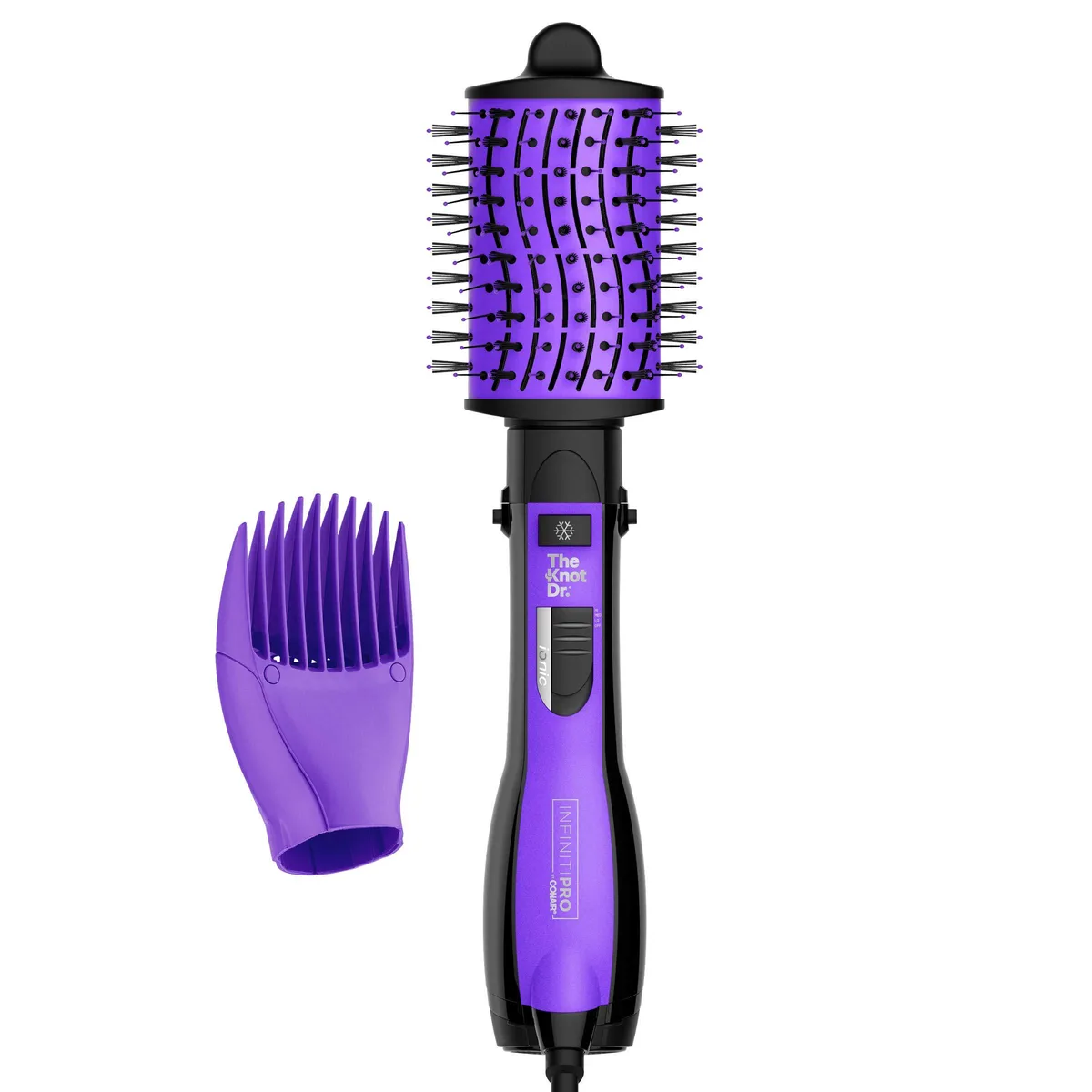 Oval dryer brush with teal barrel and black handle, 1.2 pounds