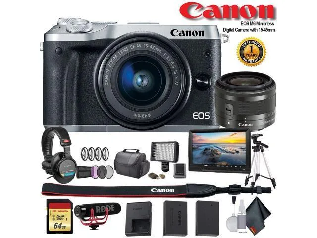 Canon International Canon EOS M6 Mirrorless Camera 15-45mm Lens Silver Professional Bundle — product photo