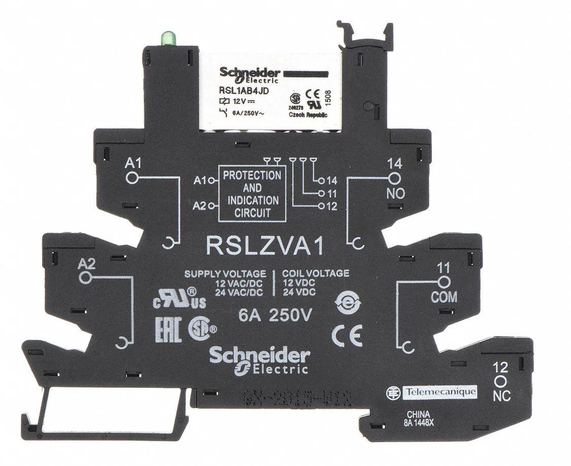 Schneider Electric Schneider Electric RSL1PVJU DIN Rail Slim Relay 6A 5 Pin 12V DC SPDT — product photo