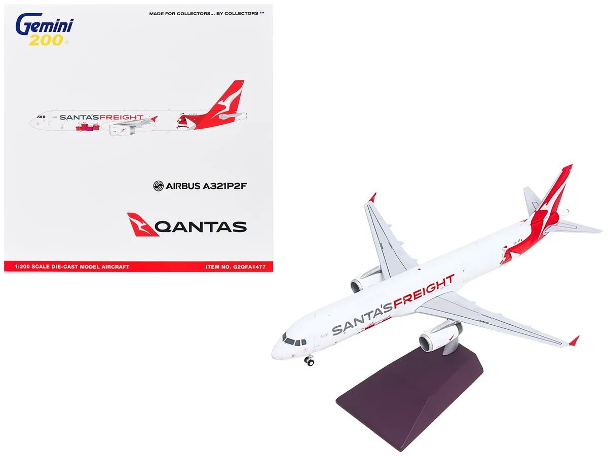 GeminiJets GeminiJets Airbus A321P2F Qantas Freight Santas Freight 1/200 Diecast Hobby Collectible — product photo
