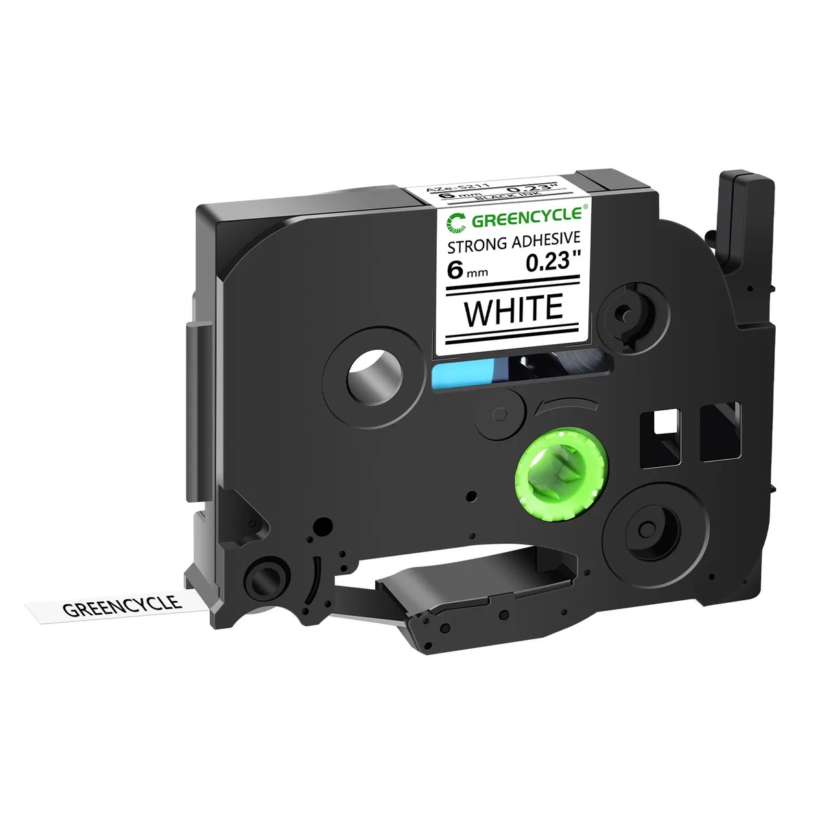 GREENCYCLE GREENCYCLE TZe-S211 6mm 26.2ft Black on White labelmaker tape — product photo