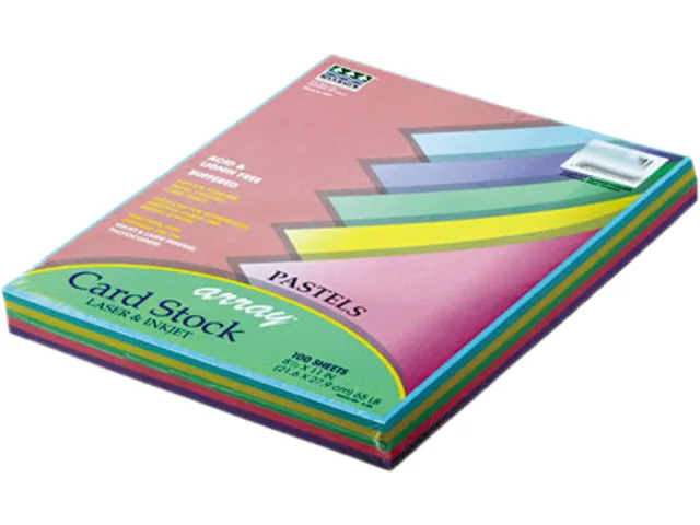 Pacon Pacon 101315 Array Card Stock, 65 lb, Letter, Assorted Pastel, 100 Sheets — product photo