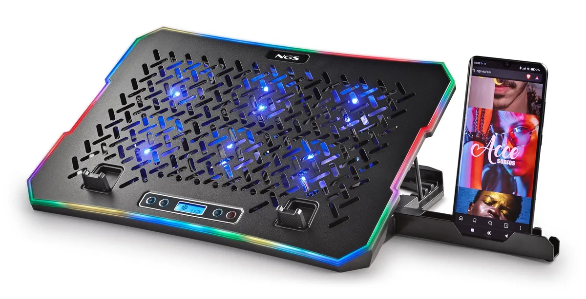 NGS NGS HERO STAND Laptop Cooling Pad 15.6" 6 Fans 2400 rpm 10 RGB Modes — product photo