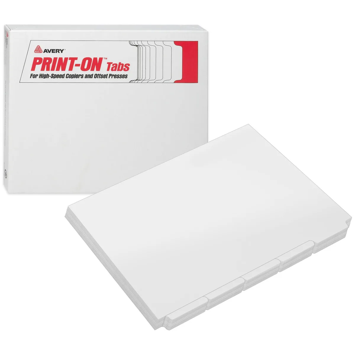 White unpunched tab divider sets on paper sheets