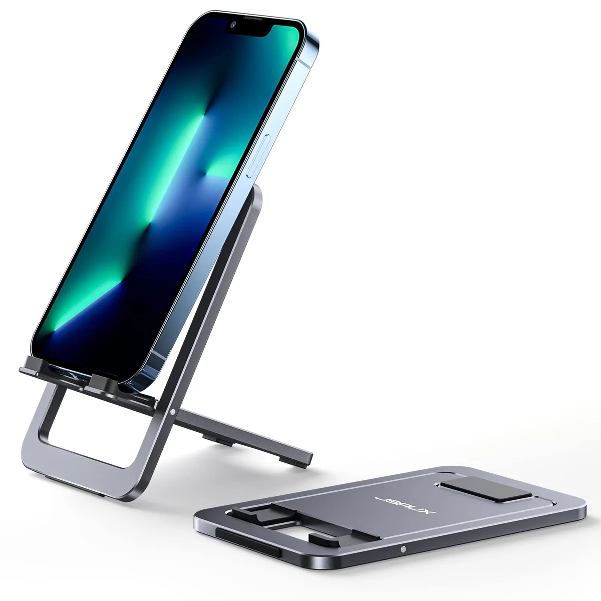 JSAUX SP0118 Fold-Flat Phone Stand Grey 4-8 inch 0-90° — product photo