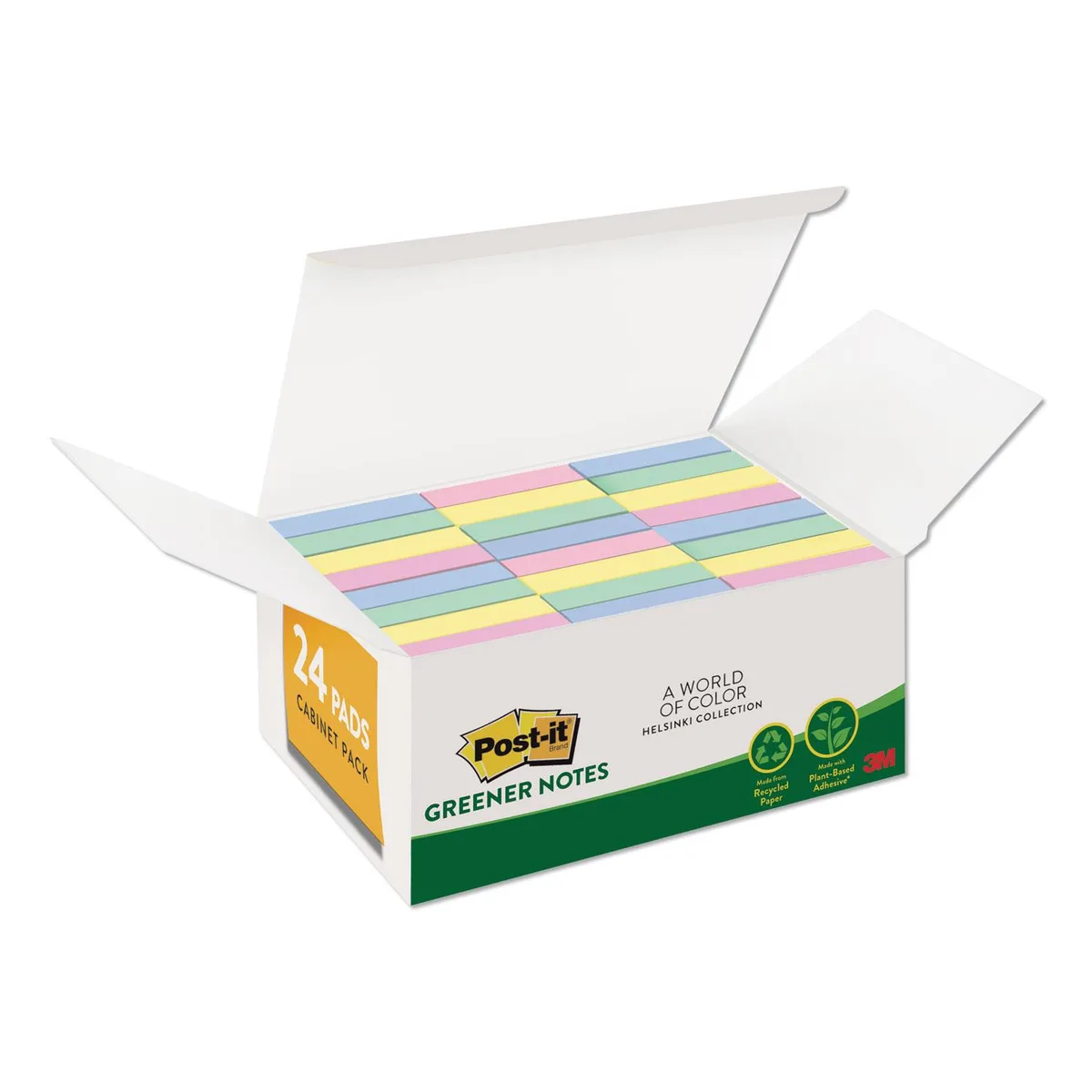 3M 3M MMM65324RPVAD Post-it Greener Notes Sticky Notes 24 Pack 1.38 x 1.88 in 100 Sheets — product photo