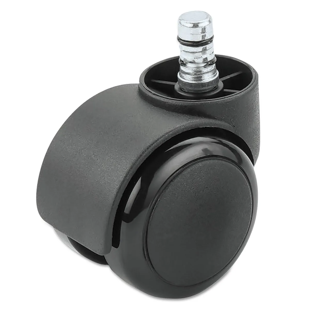 Set of five matte black dual-wheel casters with B stems