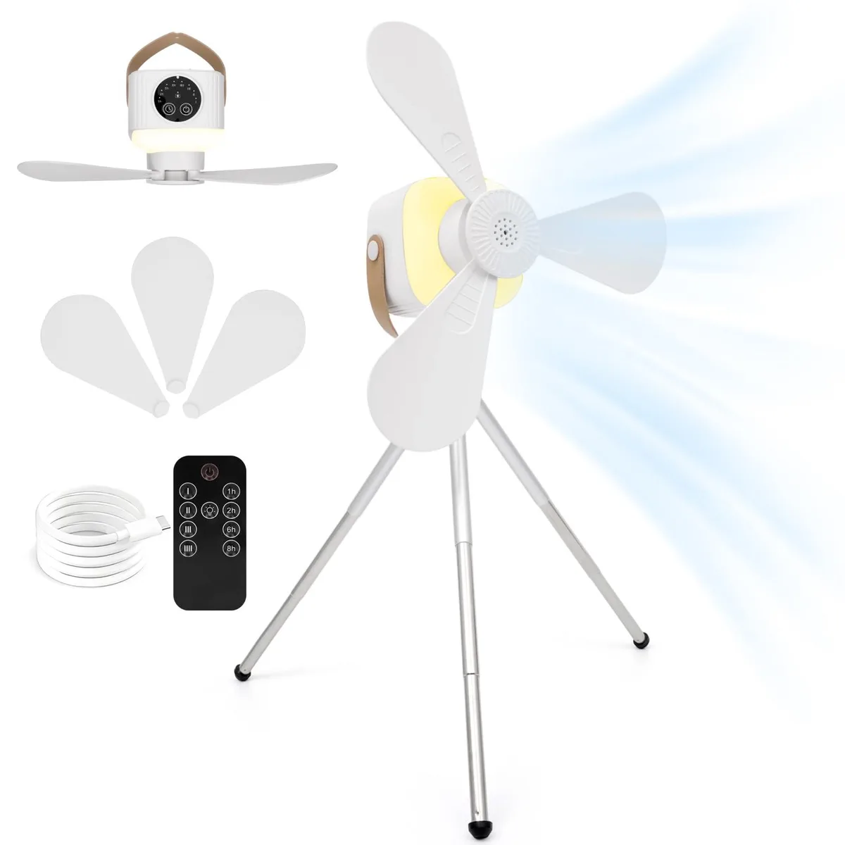 Niarrfi Camping Fan with Stand 7200mAh 36W 5-Blade — product photo