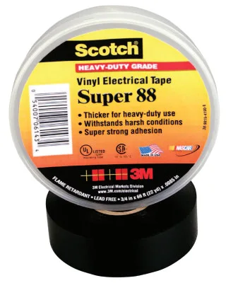 3M 3M Super 88 Electrical Tape 3/4"x108ft 8.5mil PK48 — product photo