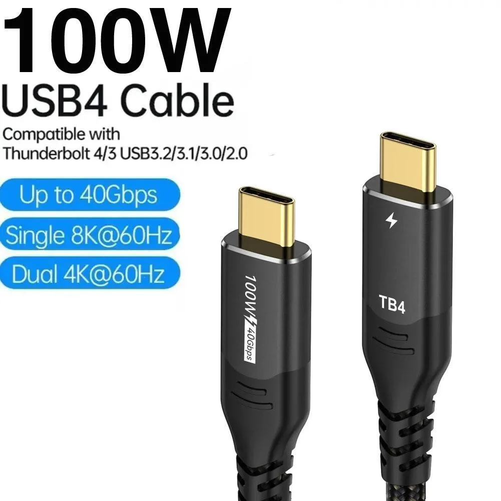 WRIARICH WRIARICH USB4 cable 1.6ft 40Gbps 8K@60Hz 100W PD Thunderbolt 3 compatible black — product photo