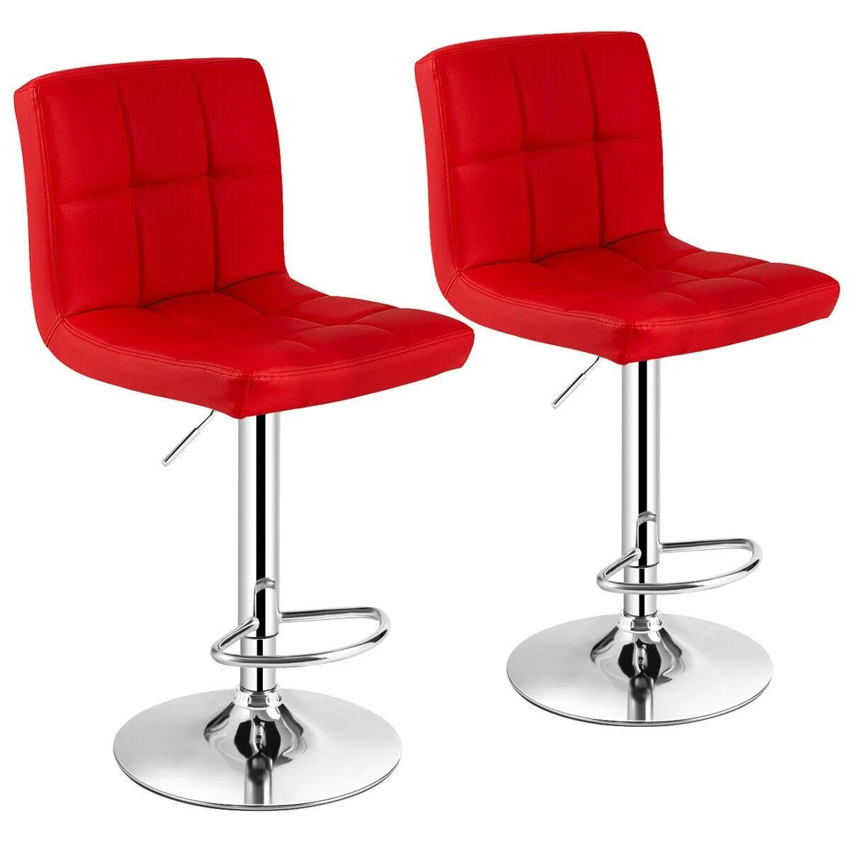SlickBlue SlickBlue Square Swivel Adjustable PU Leather Barstool Red 30 inch (Set of 2) — product photo