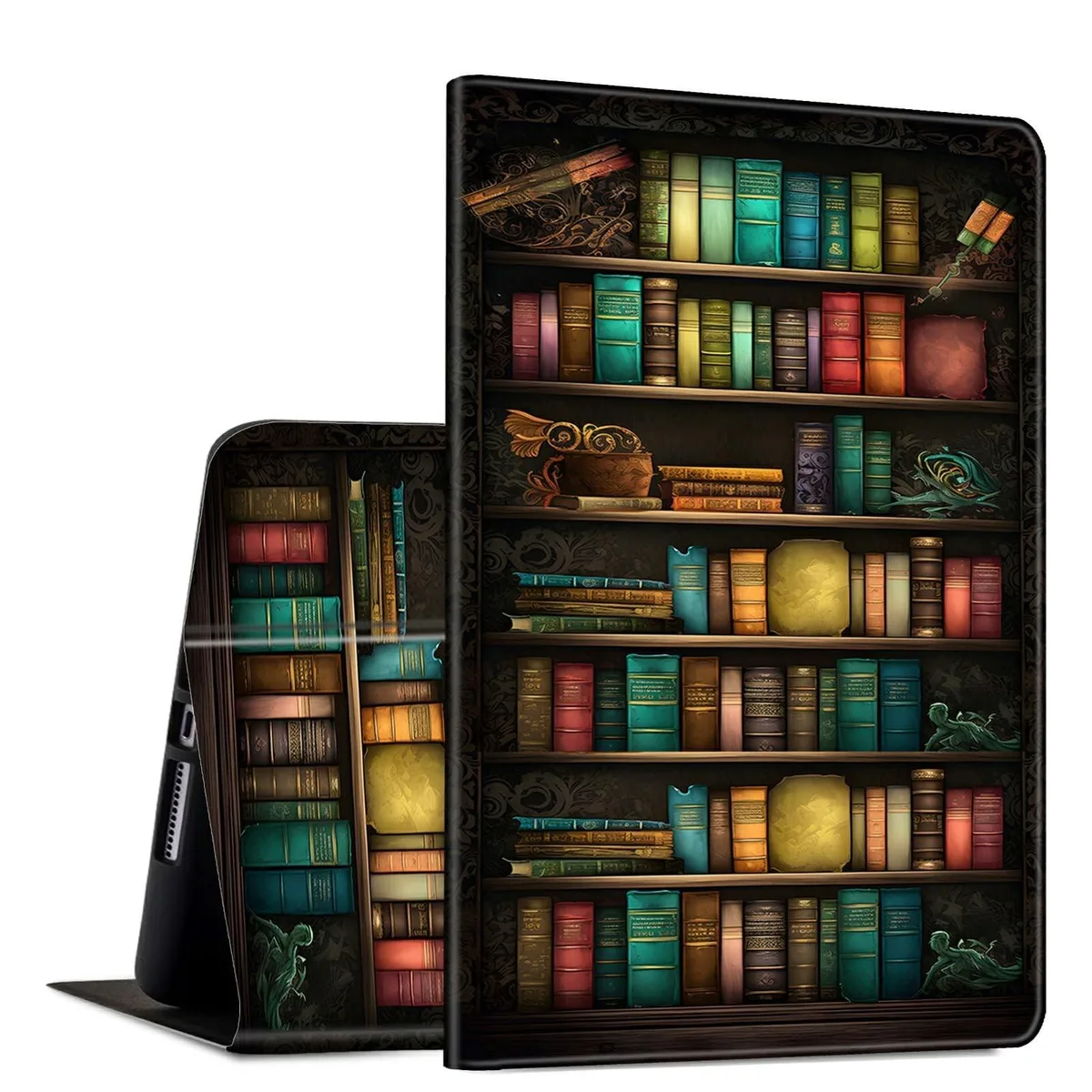 BESIGN BESIGN Slim Case for Fire HD 10 13th Gen 10.1 2023 Old Library Bookshelf 2 in 1 accessory — product photo