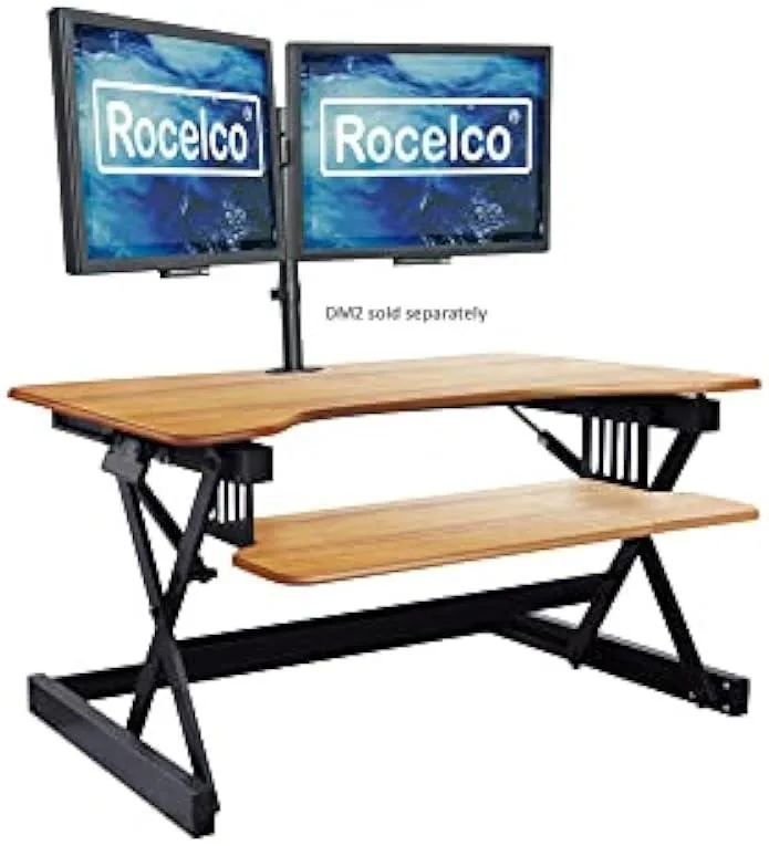 TAURKENAM TAURKENAM 32 Height Adjustable Standing Desk Converter Teak Wood Grain — product photo