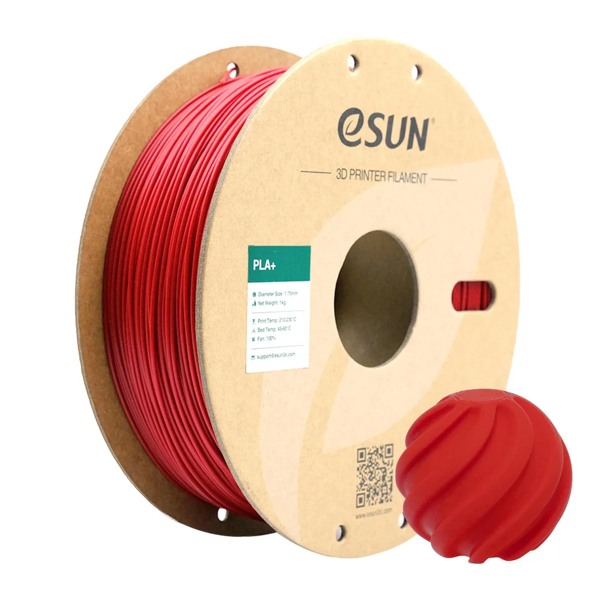 eSUN eSUN PLA+ Filament 1.75 mm 1 kg Fire Engine Red — product photo