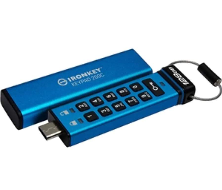 Kingston Technology Corp. Kingston Technology Corp. IronKey Keypad 200 128 GB USB 3.2 Type C Flash Drive IKKP200C/128GB — product photo
