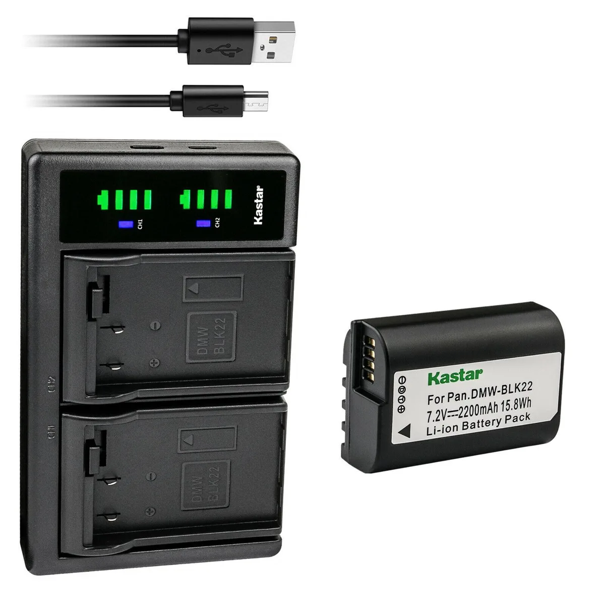 Kastar Kastar DMW-BLK22 2200mAh Battery &amp; LTD2 Dual USB Charger — product photo