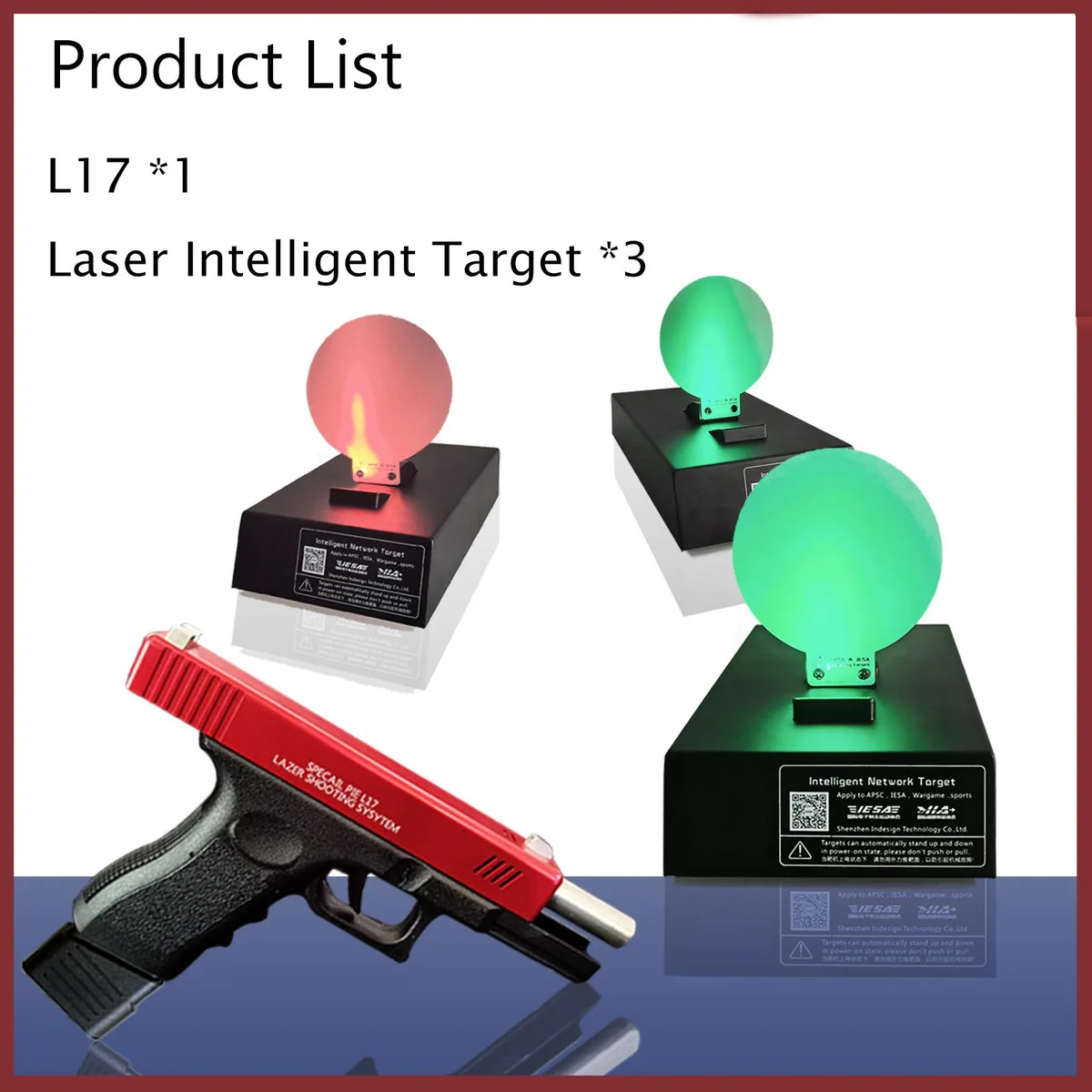 Rectangular intelligent target, dark finish, wireless, 230 by 150 by 63 mm, 2.05 kg