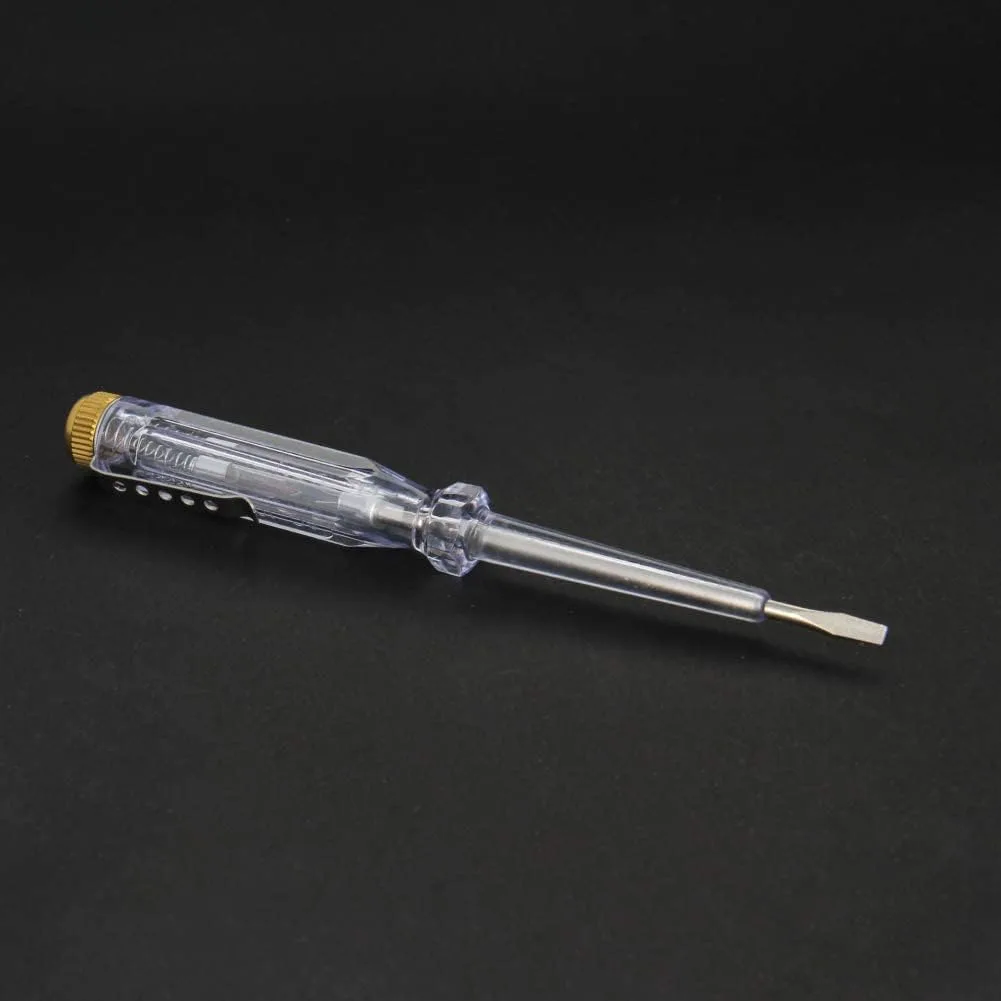Two slim voltage detector pens with neon tubes and dual screwdriver tips