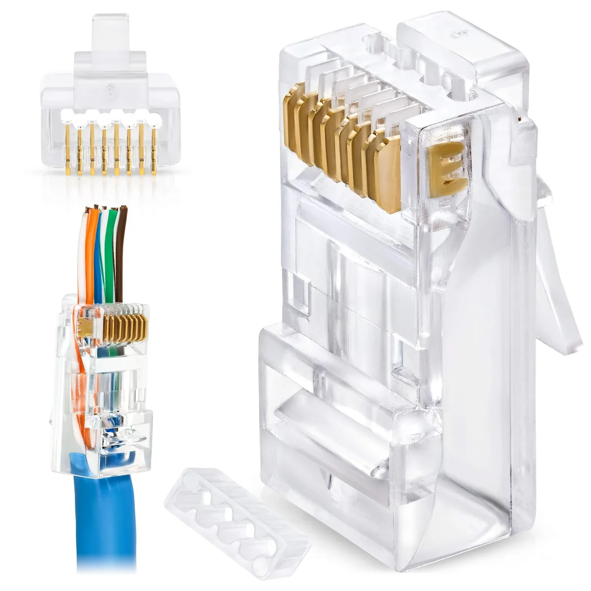 BUCIER BUCIER RJ45 Cat6/6a Pass-Through Connectors 23 AWG 200 Pcs — product photo