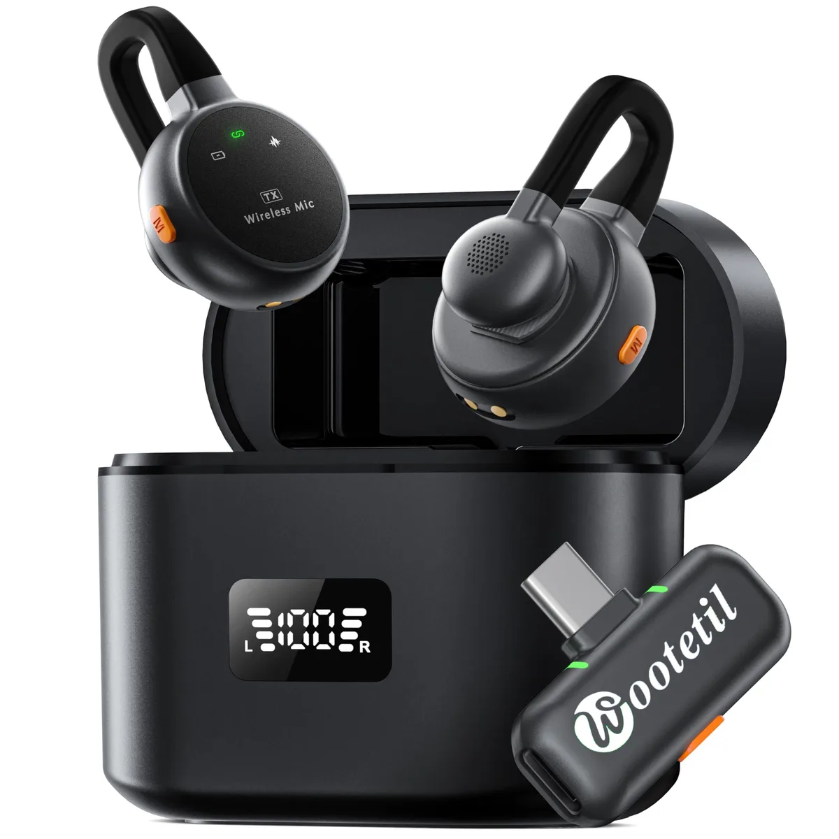  Wootetil S75 Wireless Lavalier Microphone USB-C 30H 150ft — product photo