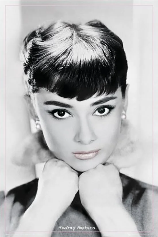 Black and white poster of Audrey Hepburn lips 24 by 36 inches