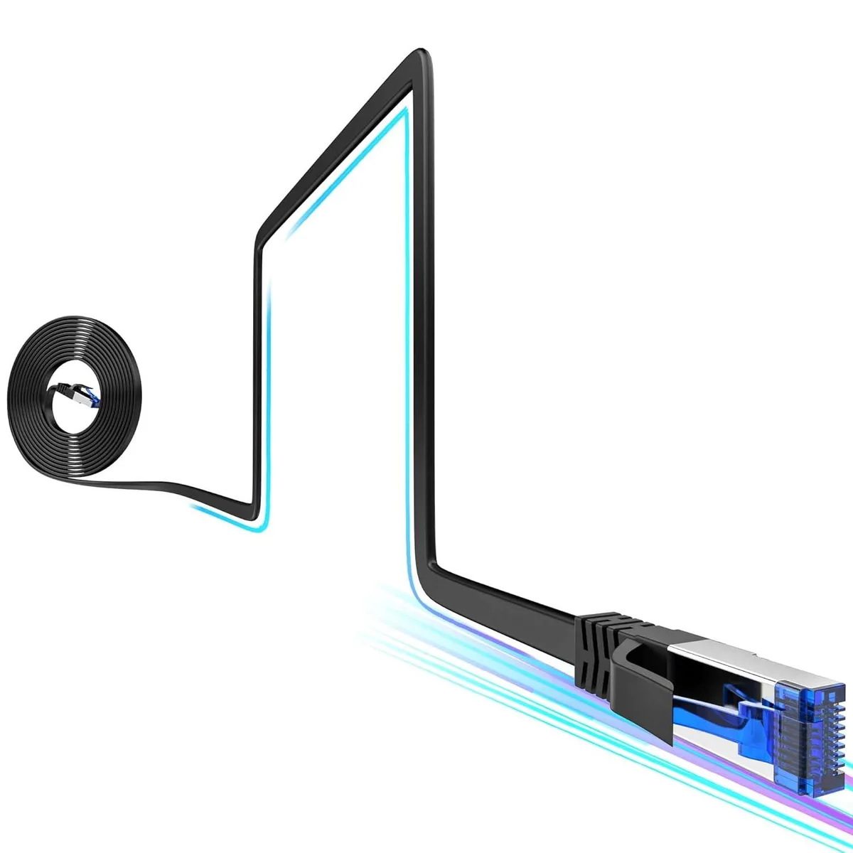 BFKK BFKK Cat8 Flat Ethernet Cable 25 FT 40Gbps 2000MHz 2.7mm — product photo