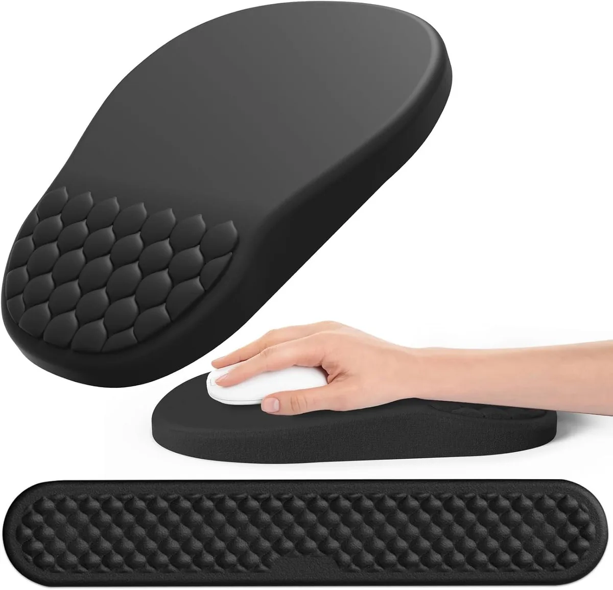 Kenuco Kenuco Ergonomic Mouse Pad & Wrist Rest Set Black 10.4×7.5×1.1 cm — product photo