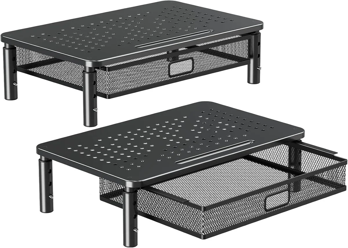 PISKEKAT PISKEKAT 2-Pack Monitor Stand Riser 44 lbs 3 Height server rack — product photo
