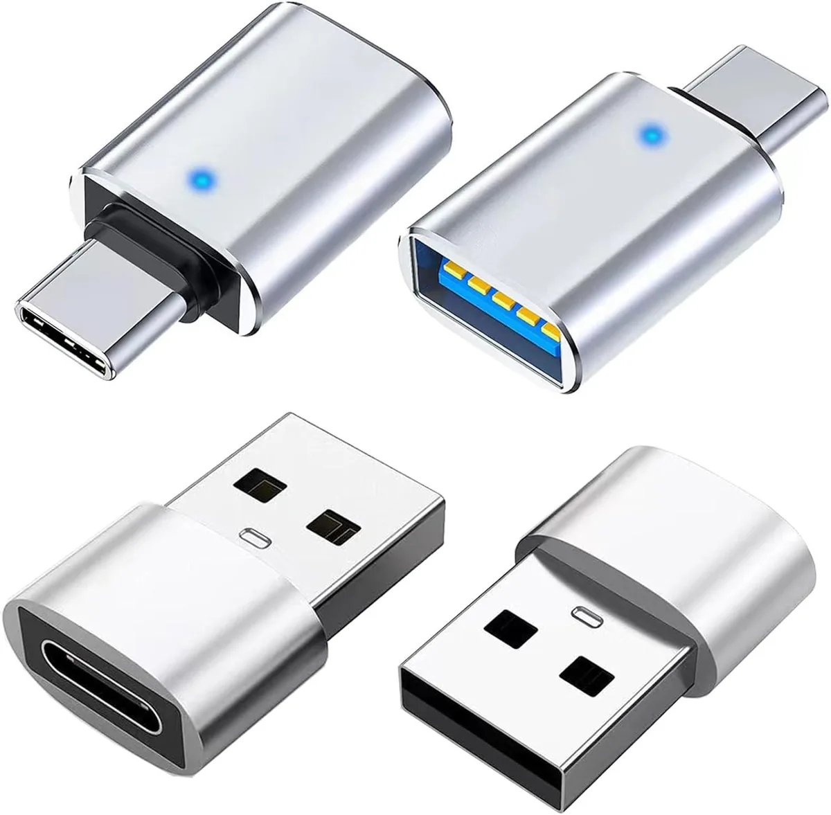 Brainwavz Brainwavz 2×USB-C→USB 3.0 & 2×USB 2.0→USB-C 4-Pack Silver — product photo