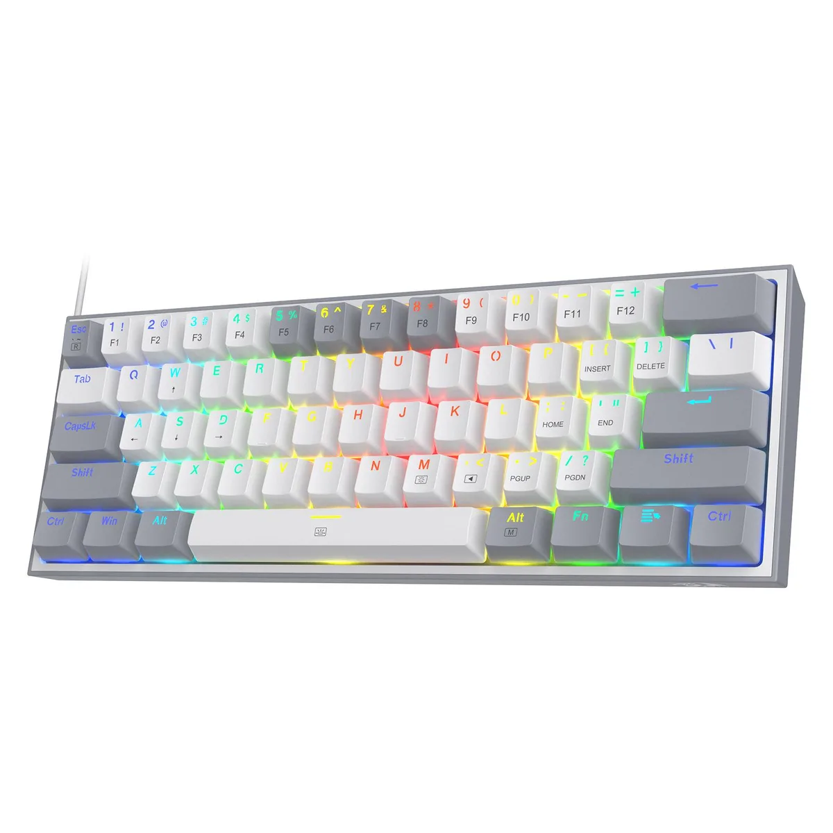Redragon Redragon K617 Fizz 60% Wired RGB Gaming Keyboard, 61 Keys, White Grey Keycaps, Red Switch — product photo