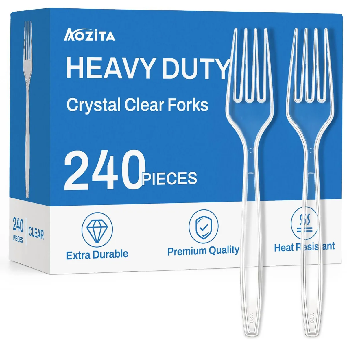 Clear plastic forks, 240 pieces, 1.01 kg