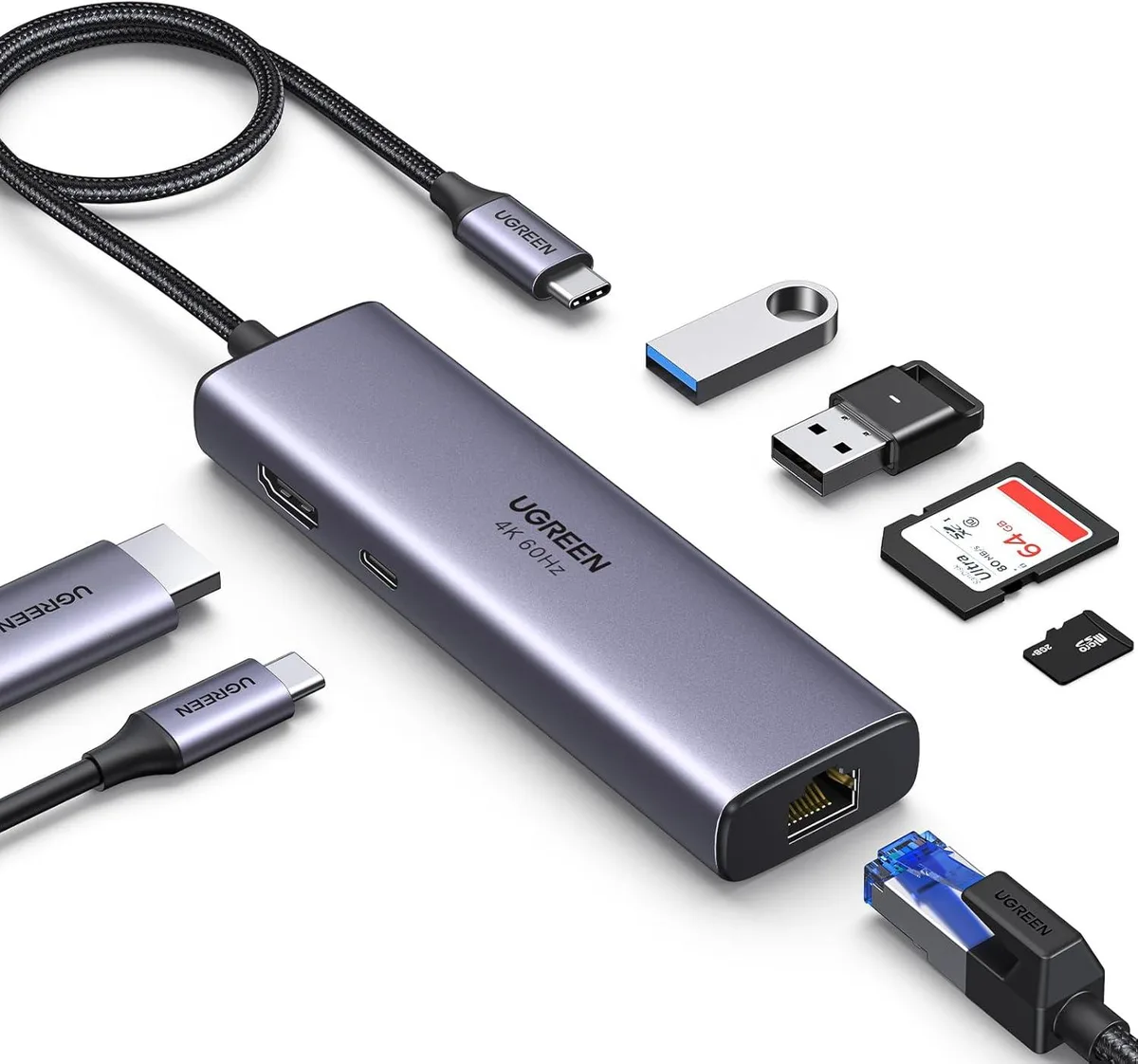 MCHOSE MCHOSE Revodok 7-in-1 USB-C Hub 4K@60Hz HDMI Gigabit Ethernet 100W PD SD/TF Reader 2x USB-A 3.0 — product photo