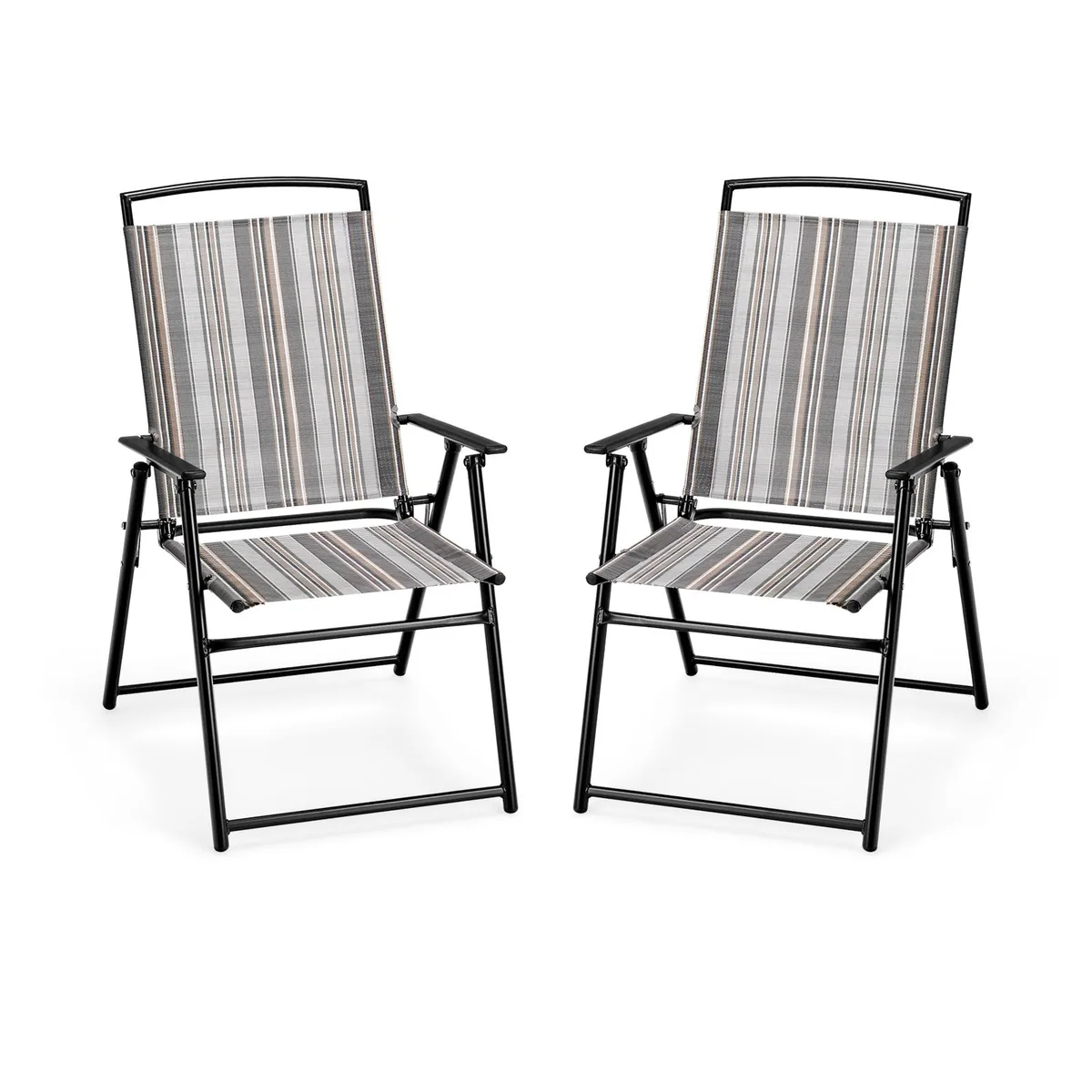 SlickBlue SlickBlue Set of 2 Grey Patio Folding Sling Chairs — product photo