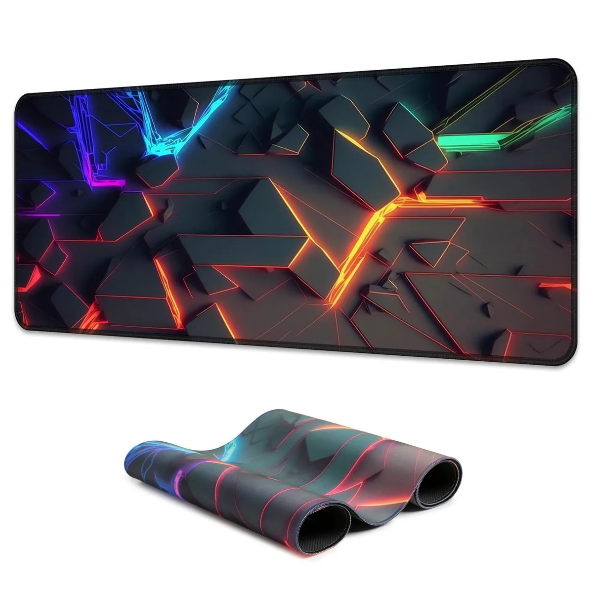  SparkLia CY13D 3D Neon Geometric Mouse Pad 31.5" x 11.8" Geometric I — product photo