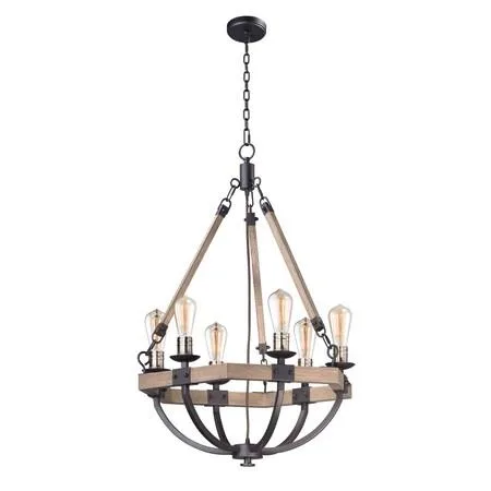 Maxim Maxim Lodge 6-Light 24" Chandelier Weathered Oak Bronze — product photo