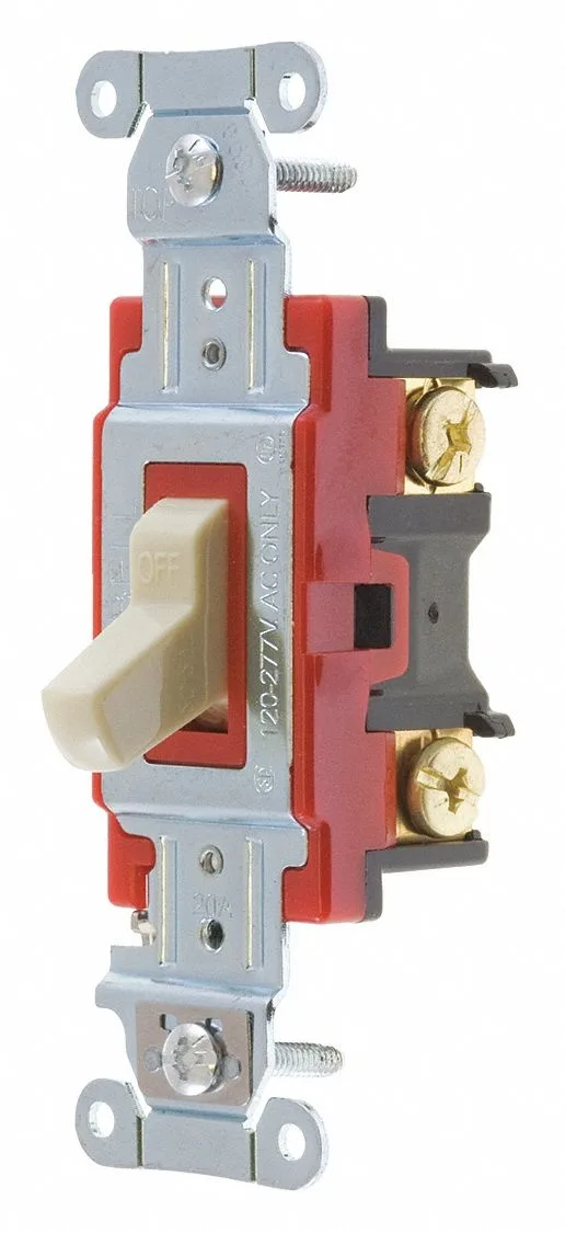 Ivory toggle wall switch, single pole, 20 A, 1.7 in high