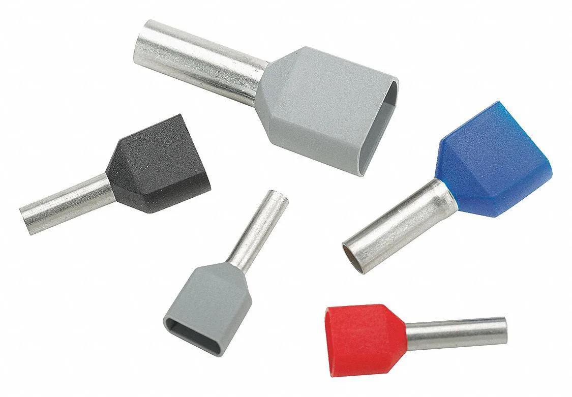 Grey insulated wire ferrules, 500 pack, 18 AWG