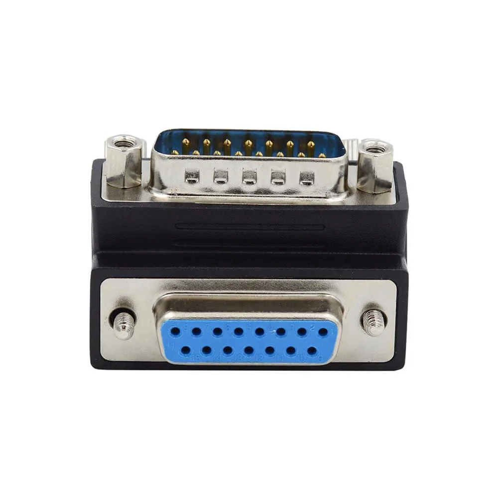LORDWORLD LORDWORLD DB15 D-SUB 15-pin RS232 Adapter Male to Female 90 Degree Angled — product photo