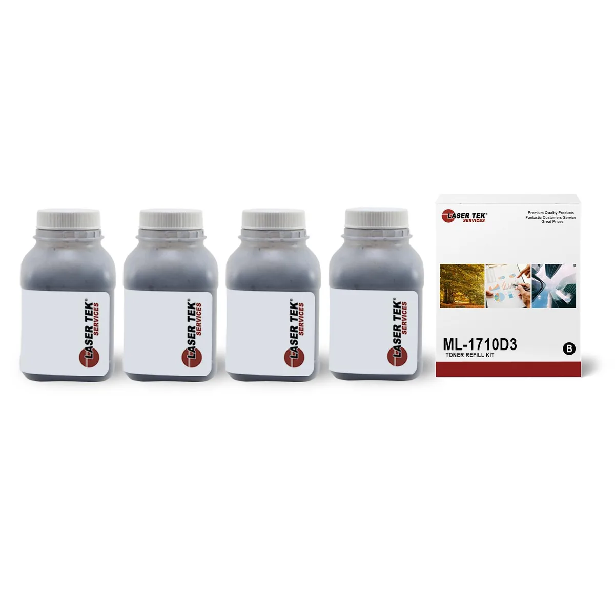 Laser Tek Services Laser Tek Services 4 Pack Black Toner Cartridge Kit for Samsung ML-1710 ML-1510 ML-1520 ML-1740 ML-1750 — product photo
