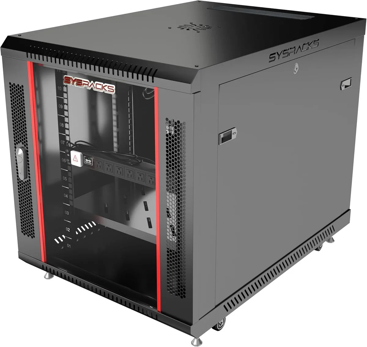 TAURKENAM TAURKENAM 12U 19" Server Rack 24W x 35D x 30H with PDU Fan Shelf Casters — product photo