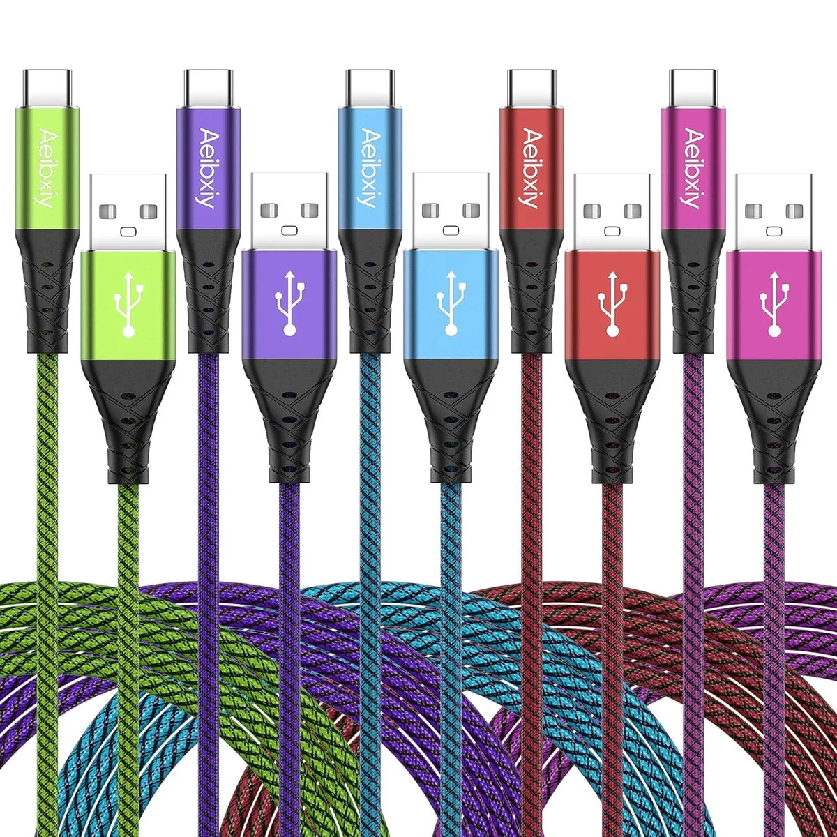 RUOCLRIS RUOCLRIS USB A to USB C Nylon Braided Cable 10ft 5-Pack — product photo