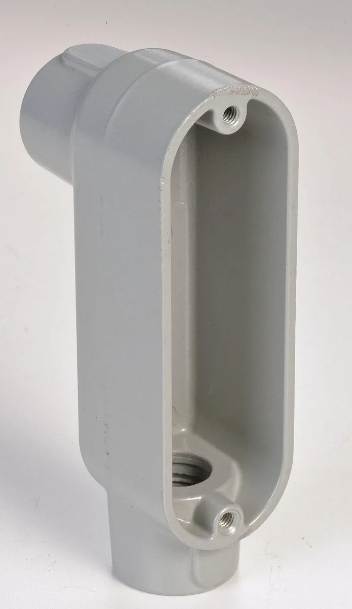 Aluminium LB conduit body, grey powder coat, 90 degree turn